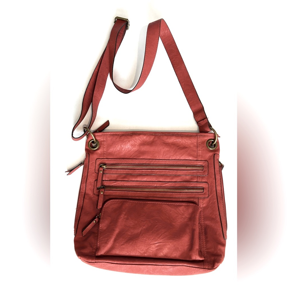 Bueno Dark Red Leather Look Rectangular Handbag - image 1